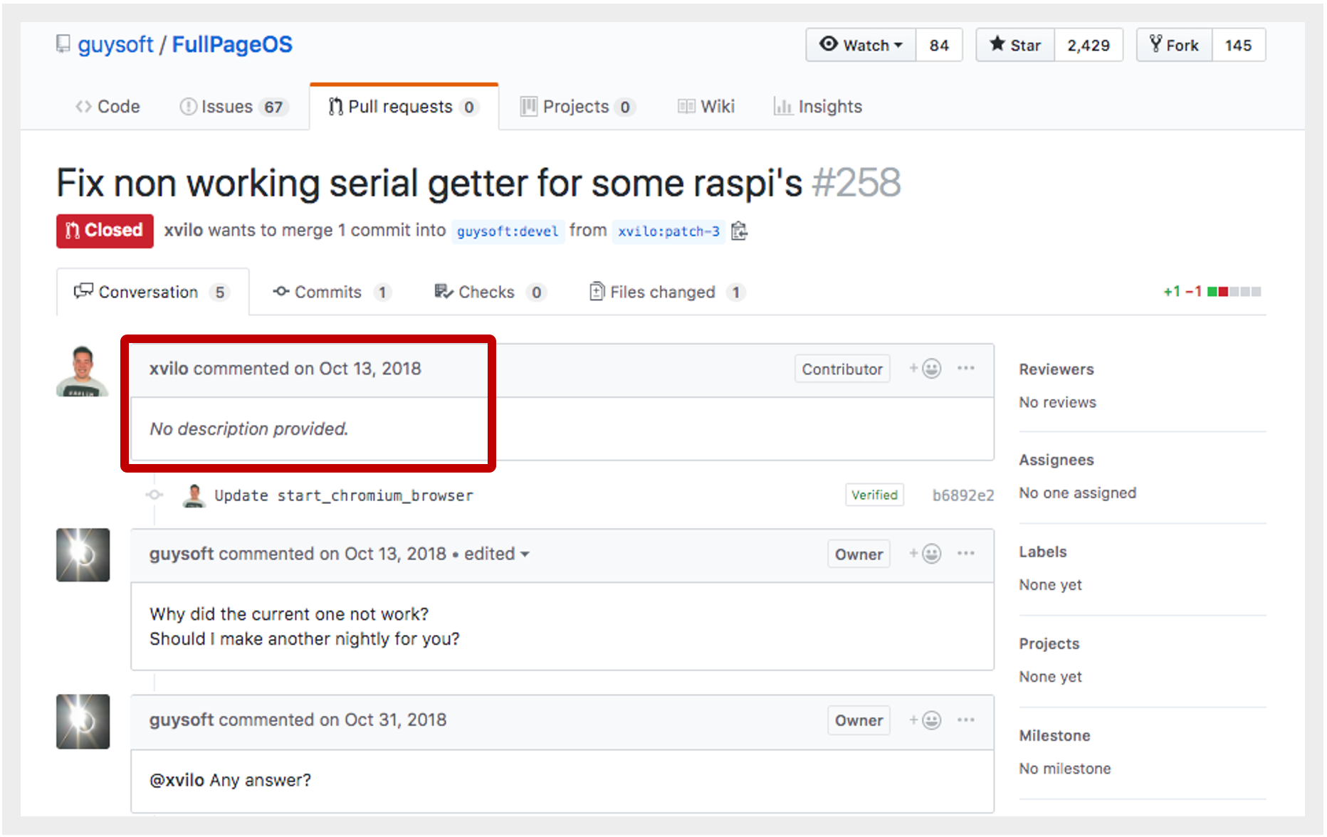 Pull request description left blank