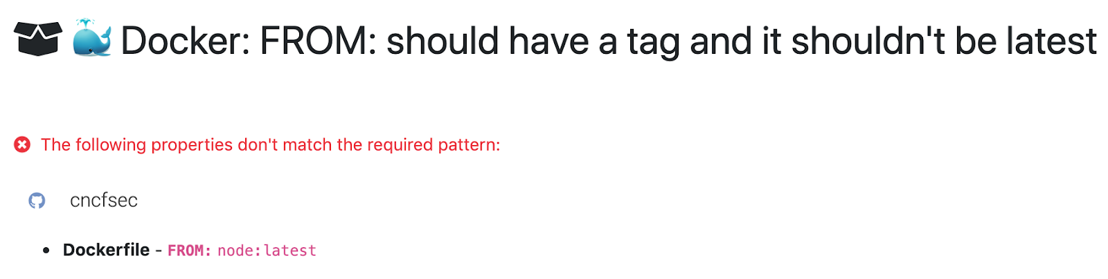 Tag should not be latest
