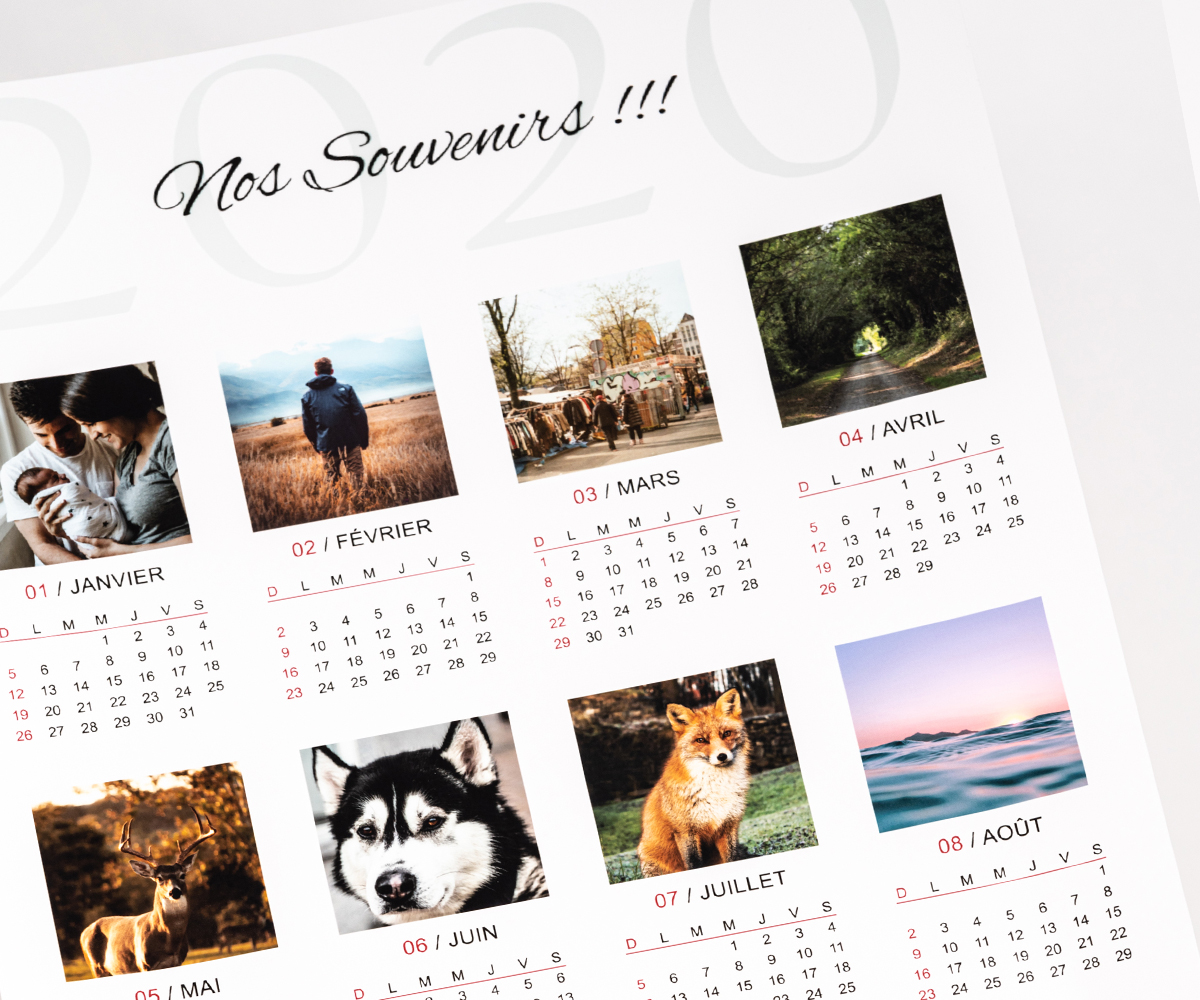 Calendrier format affiche