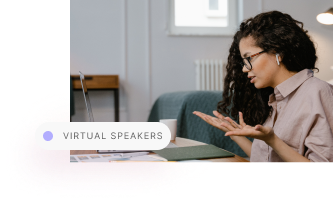 An image of an event speaker hosting an event virtually.
