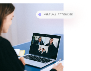 an image of a user attending a webinar virtually.