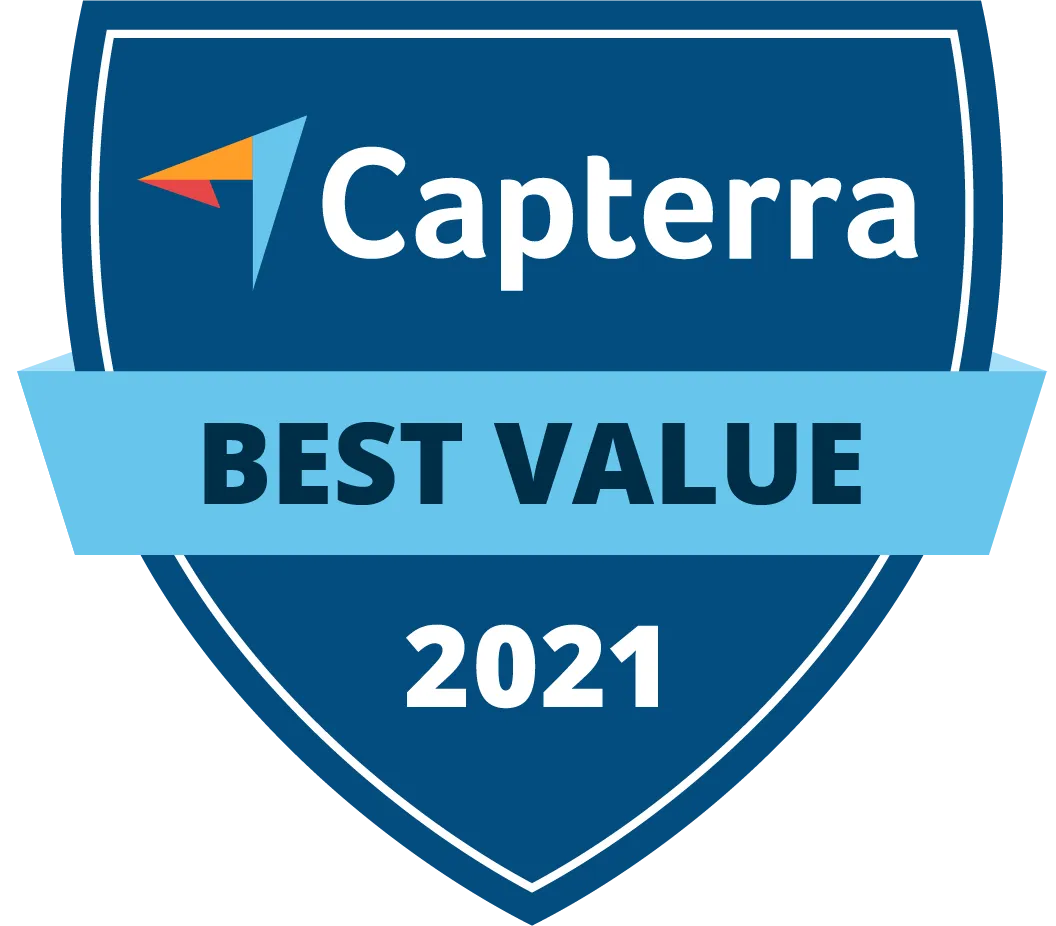 Capterra best value badge.