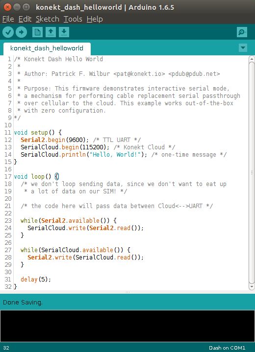 SerialCloud.print ; 1 line of code to send data via cellular!