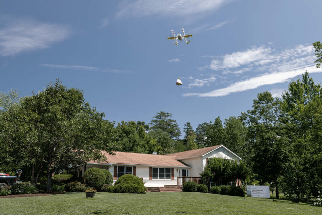 Wing's drone delivery in Christiansburg, Virginia. Courtesy of Wing (wing.com)