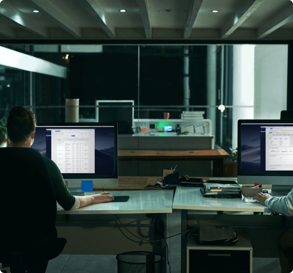 Team in office using the Hologram Dashboard