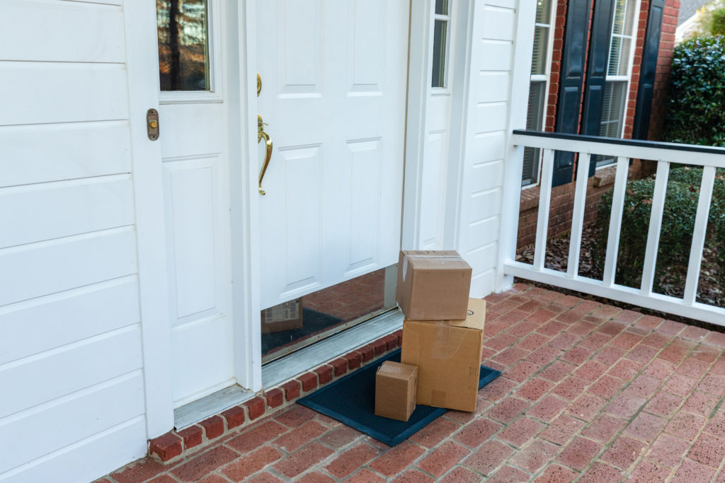 Package delivery left at the front door