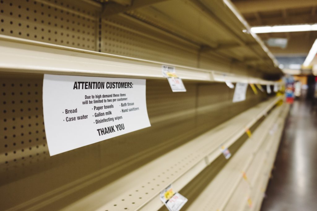 Empty grocery store shelves