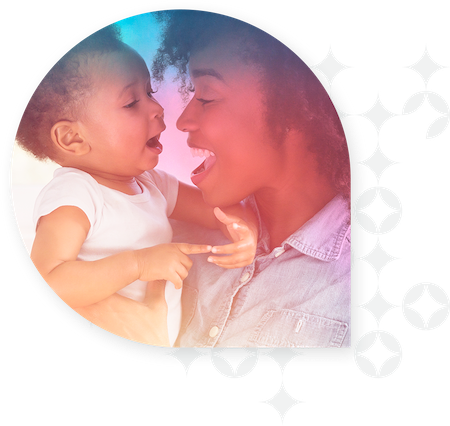 Happy mother holding her child