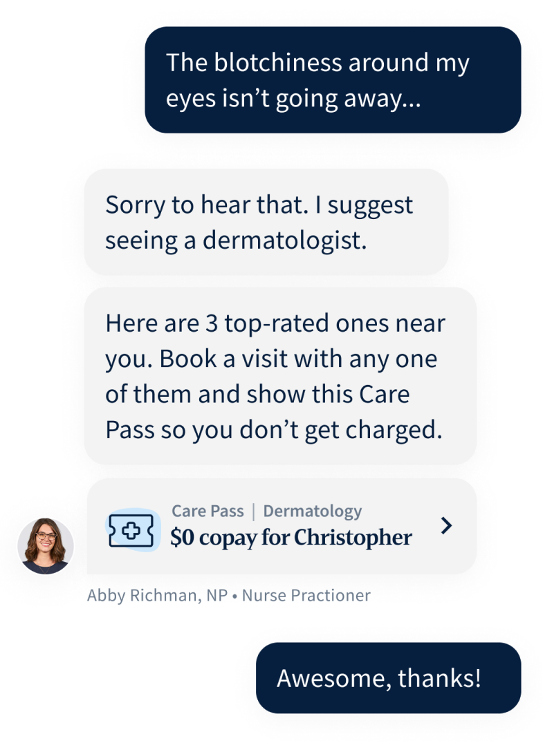 Chatting with nurse practitioner on the Firefly app
