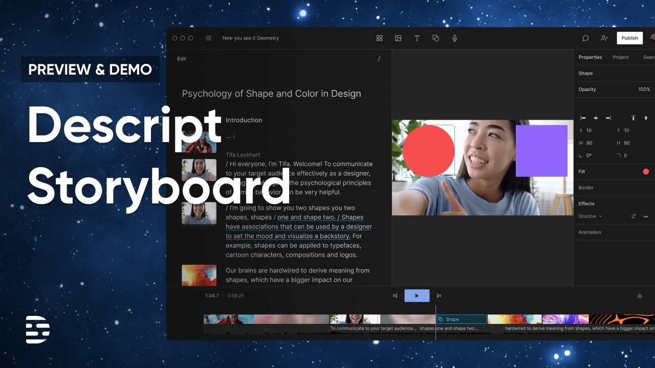 Video editing features descript