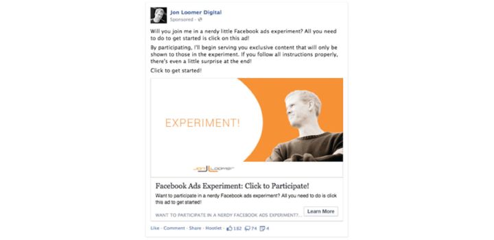 Jon Loomer facebook ad experiment