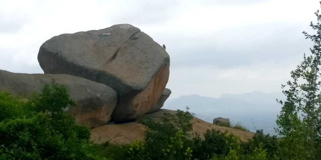 An huge rock after trek to Shivaganga Temple