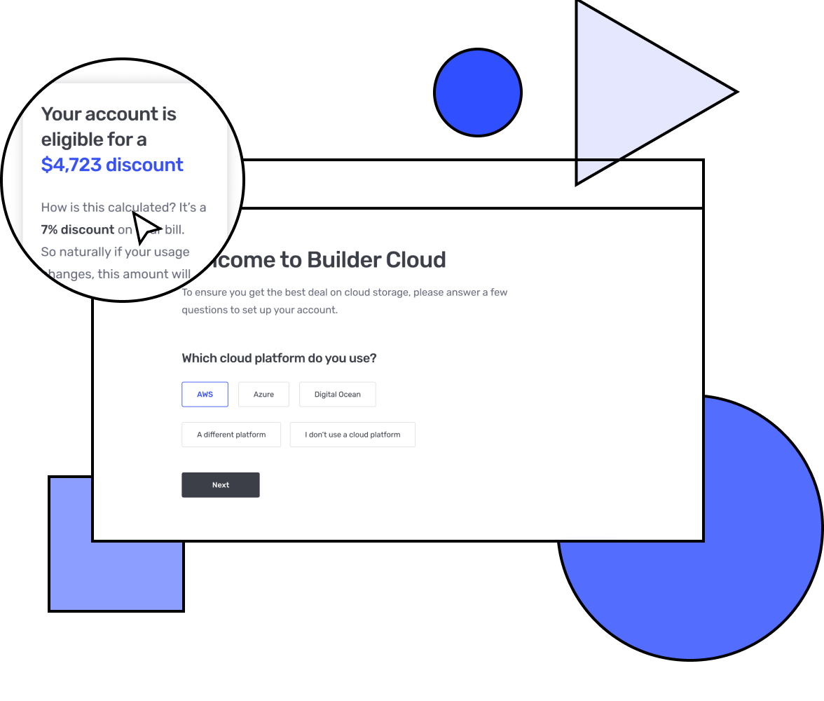 Builder Studio dashboard with available development platforms