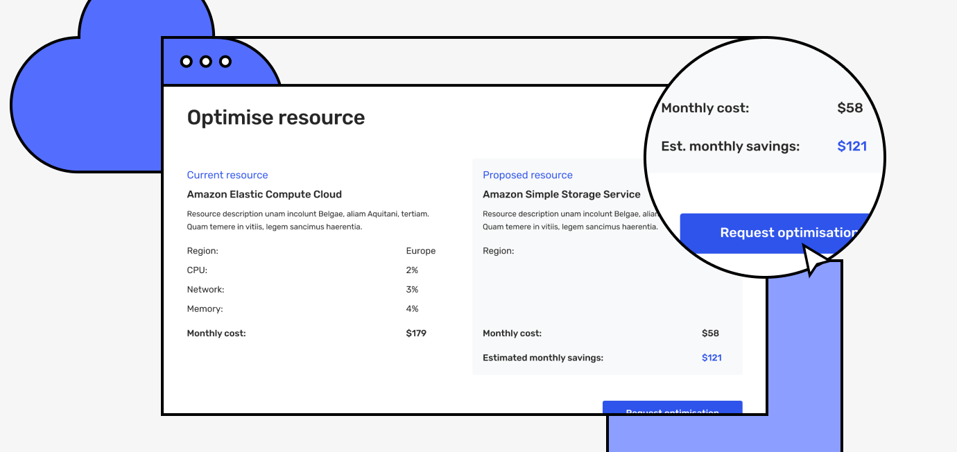 Cloud one resource optimisation screen for Amazon Elastic Compute Cloud