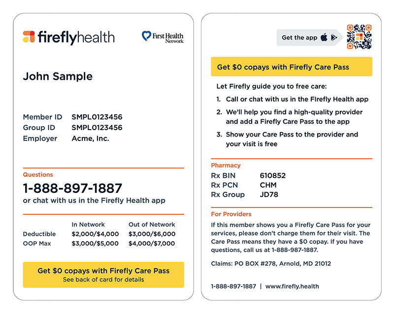 The Firefly Health Plan Member ID Card