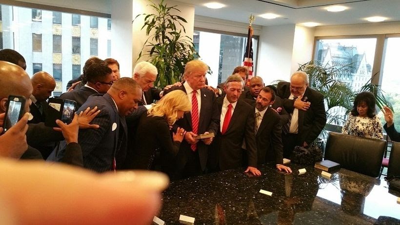 Group of Pentecostals and conservative Christians in a private meeting Paula White set up with Donald Trump. Beyond Paula Whi