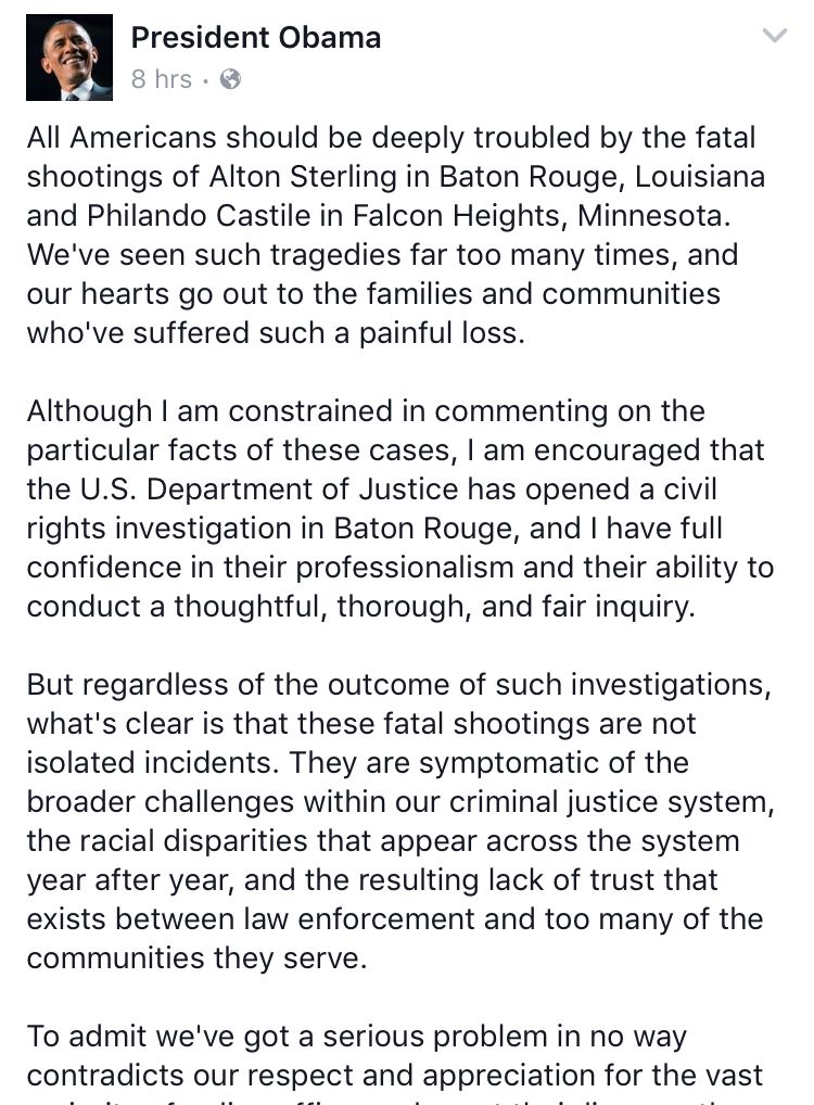 Read the rest of his comment from his Facebook page. 