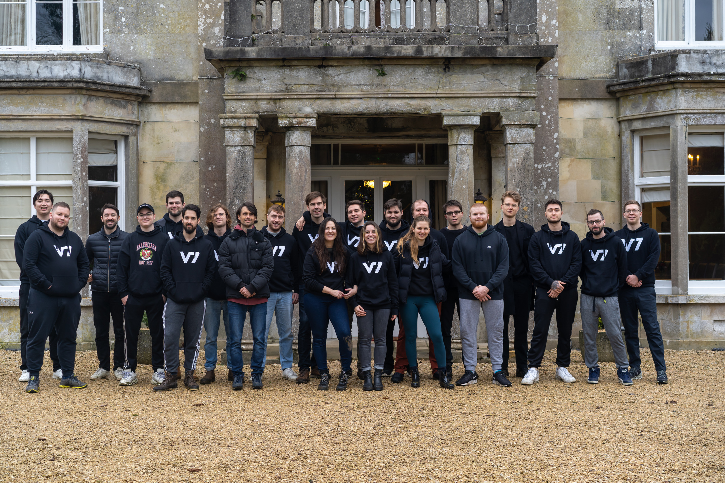 The V7 team at the Winter 2021 retreat in Dorset