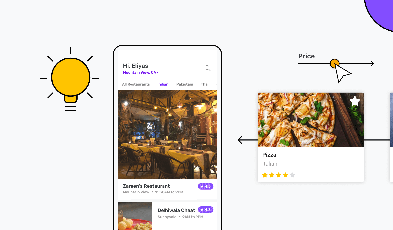 Restaurant app screens