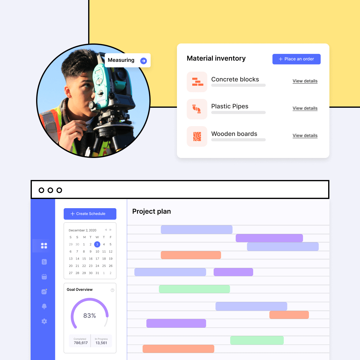 Construction management software dashboard
