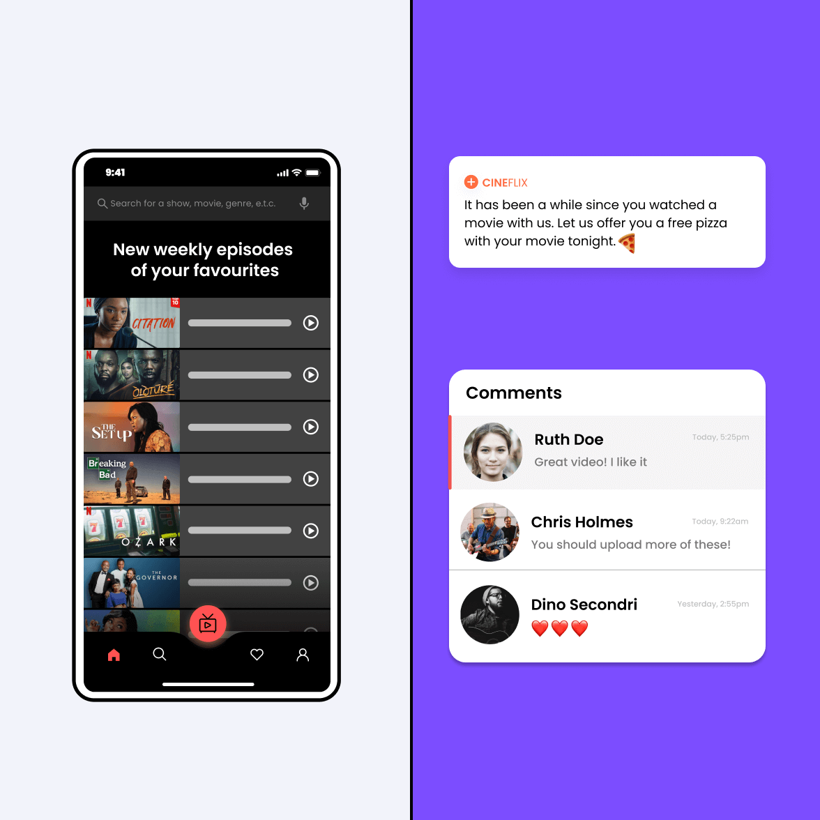Music streaming app screen