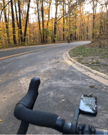 Jared enjoying the views from a bike ride on an off day.