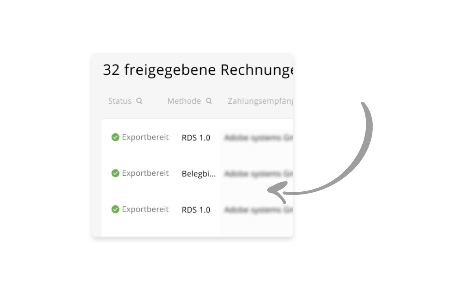 Freigegebene Rechnungen sind als exportbereit markiert