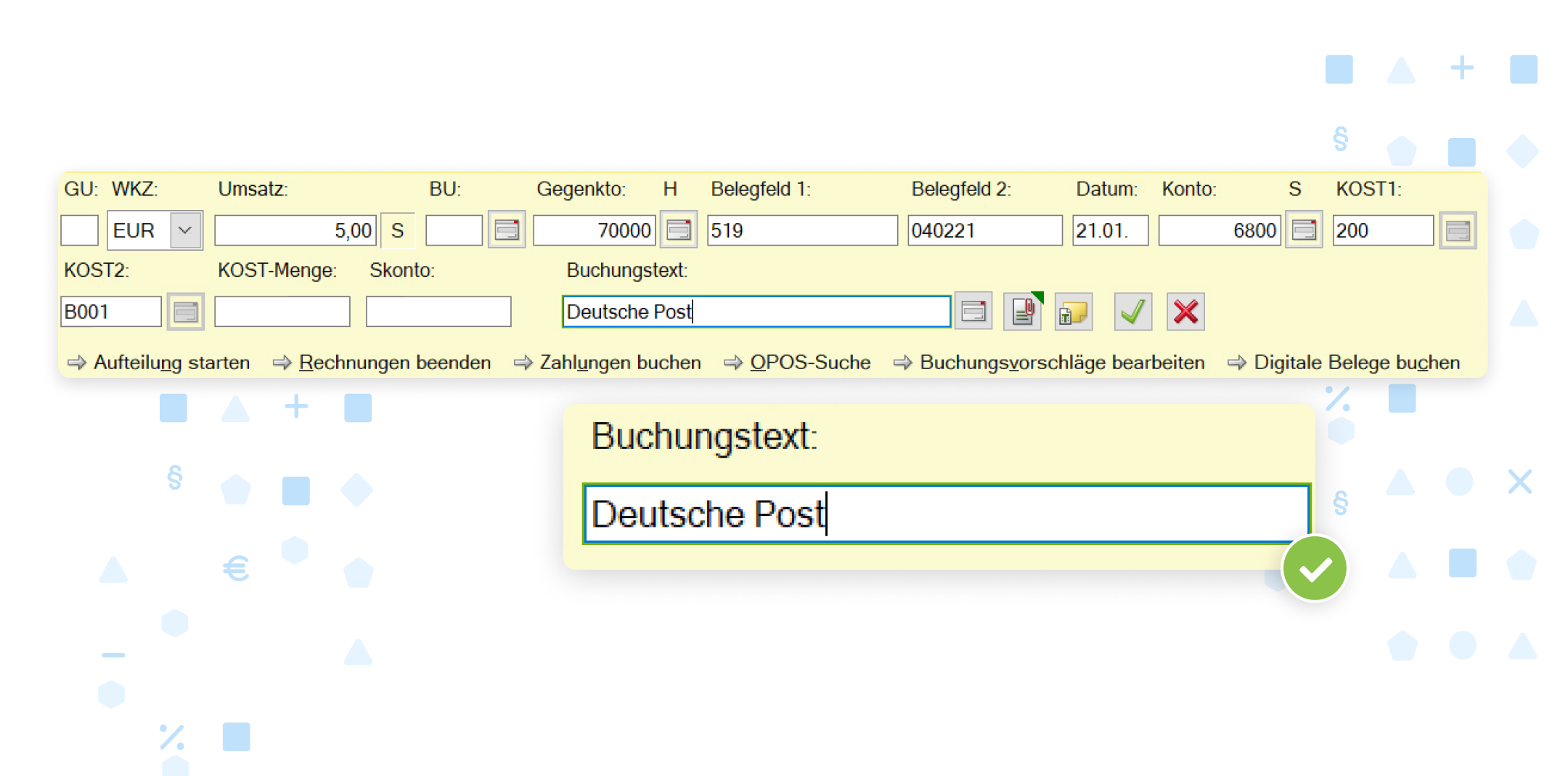 Buchungstext Deutsche Post