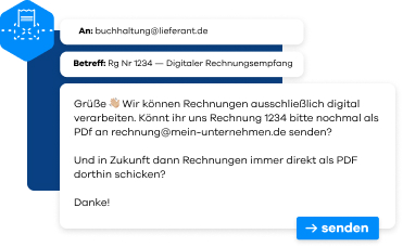 E-Mail, bei der um digitale Rechnungsstellung gebeten wird