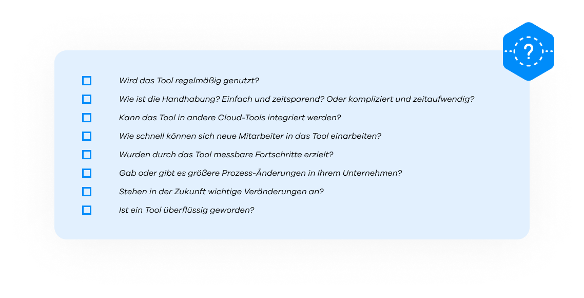 Checkliste um den Tech-Stack zu überprüfen