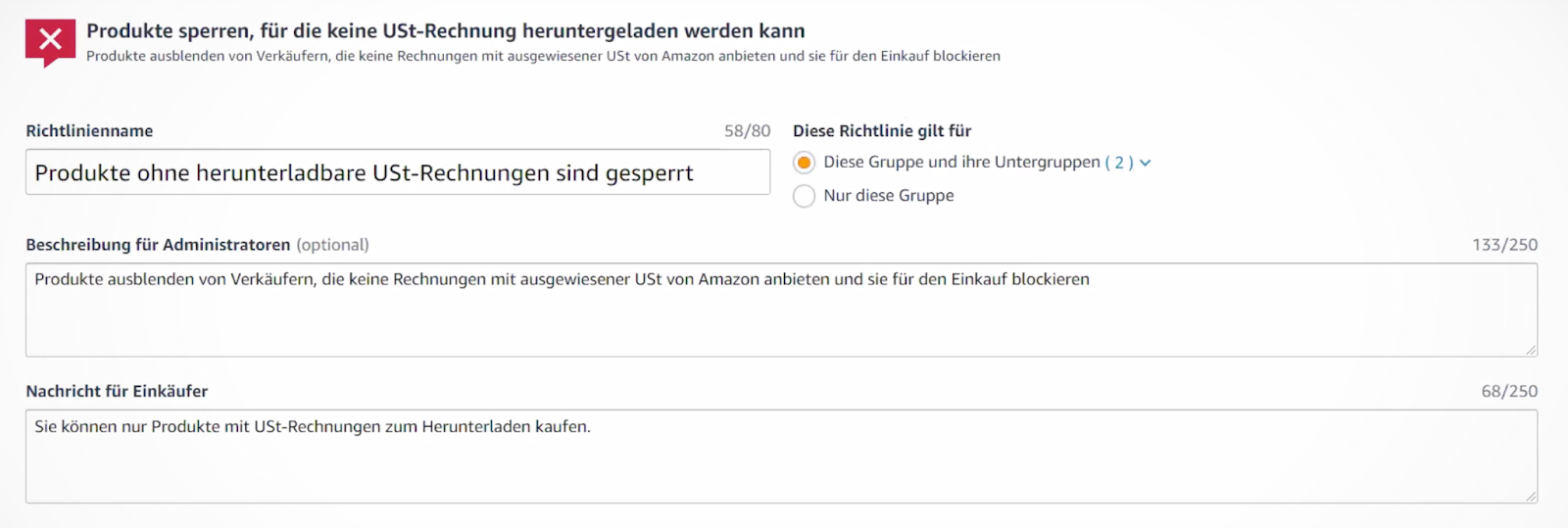 Produkte sperren in Amazon