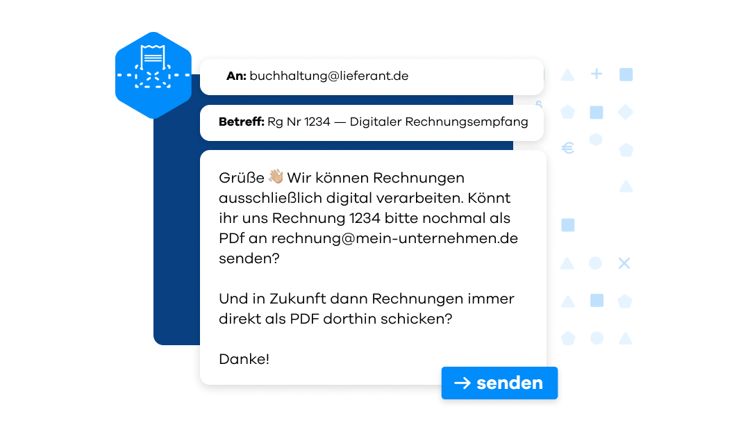 Für die digitale Rechnungsverarbeitung Lieferanten kontaktieren