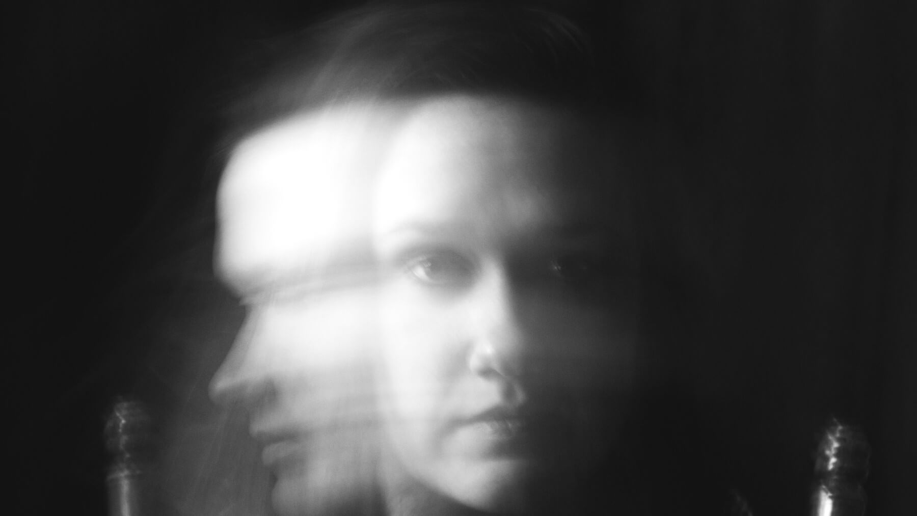 A black and white image of a crazy person.