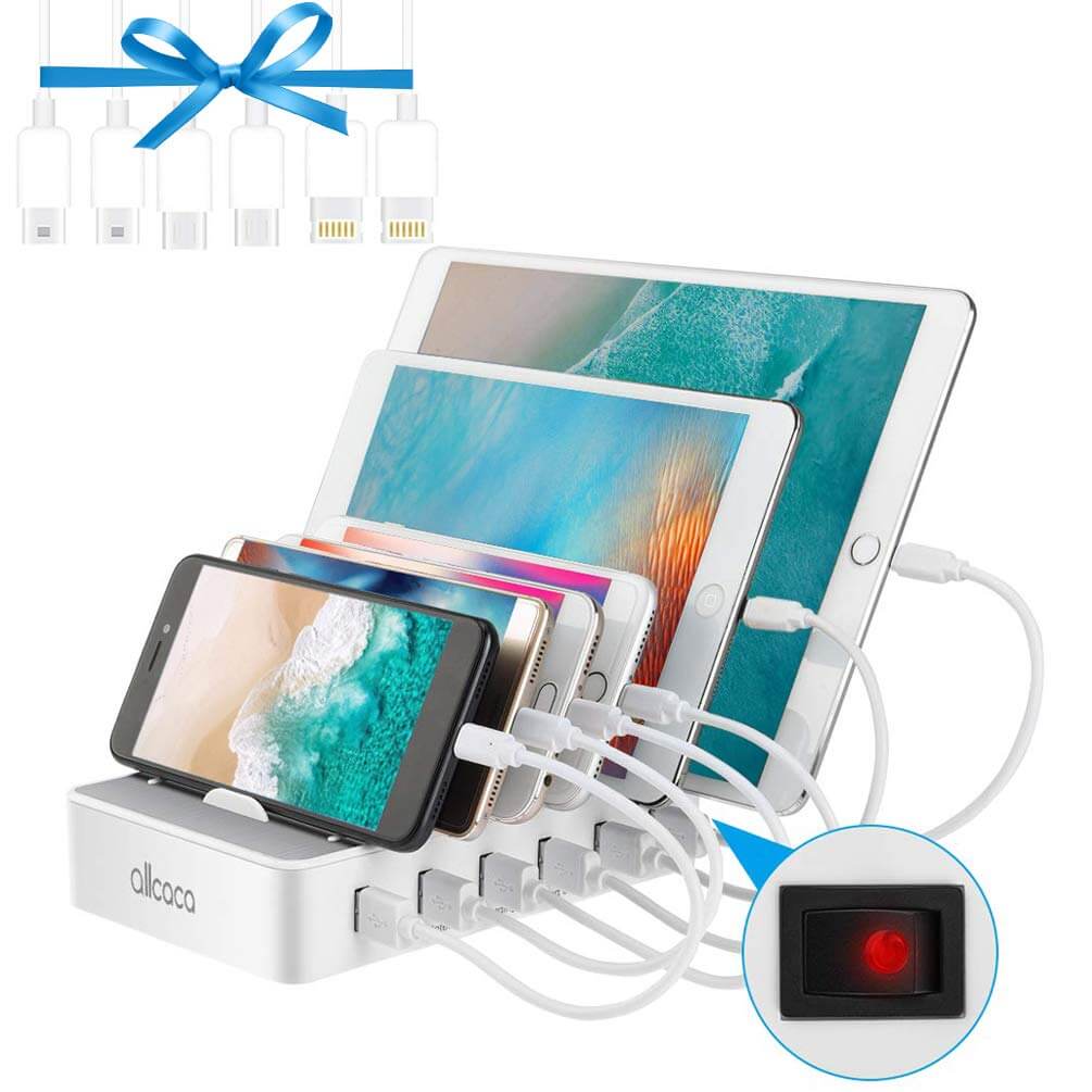 The Allcaca Fast Charging Station with 6 devices charging at the same time.