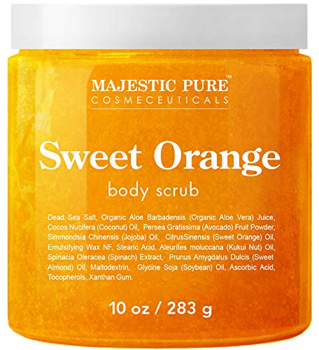A close up of the Majestic Pure Sweet Orange Body Scrub.