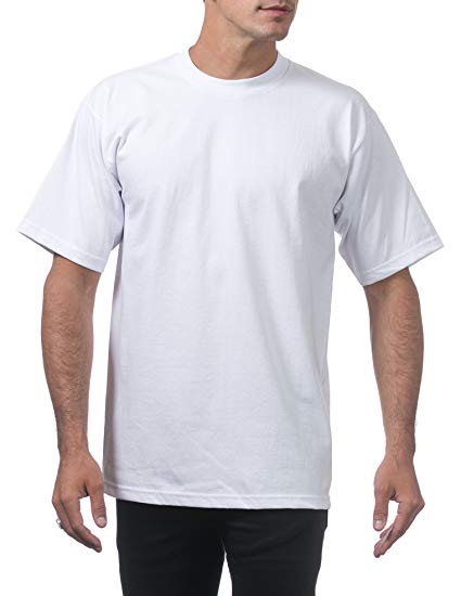 A man wearing the Pro Club Heavyweight Cotton T Shirt