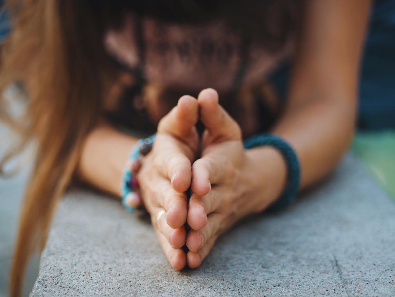 A person meditating.
