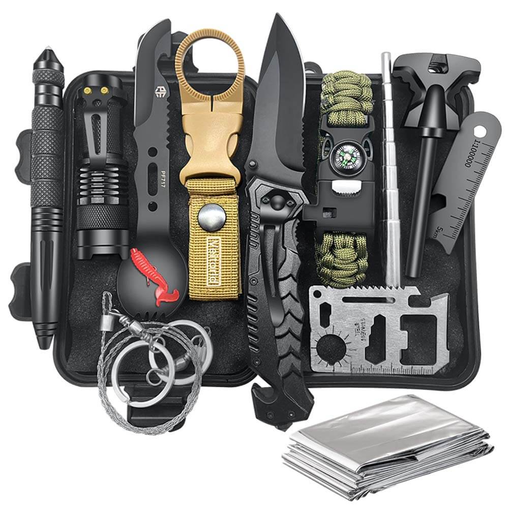 A survival kit with 12 different tools.