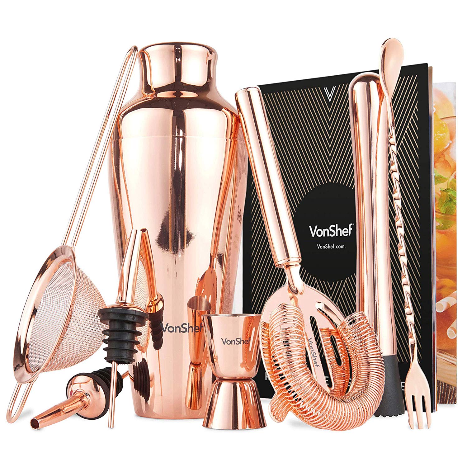 A complete brass bar set with tumblers and other tools.