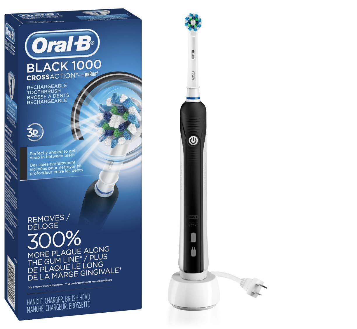 The Oral B Black 1000 electric toothbrush.