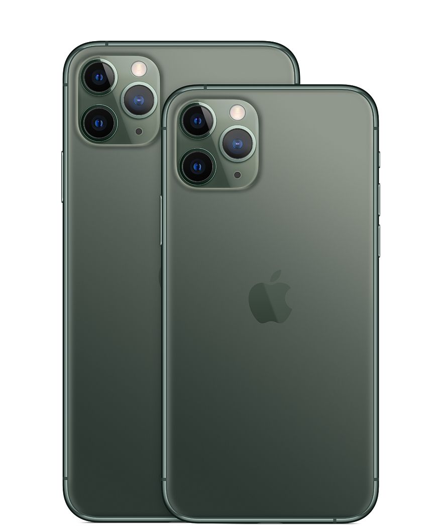 The rear of the iPhone 11 Pro with 3 cameras.