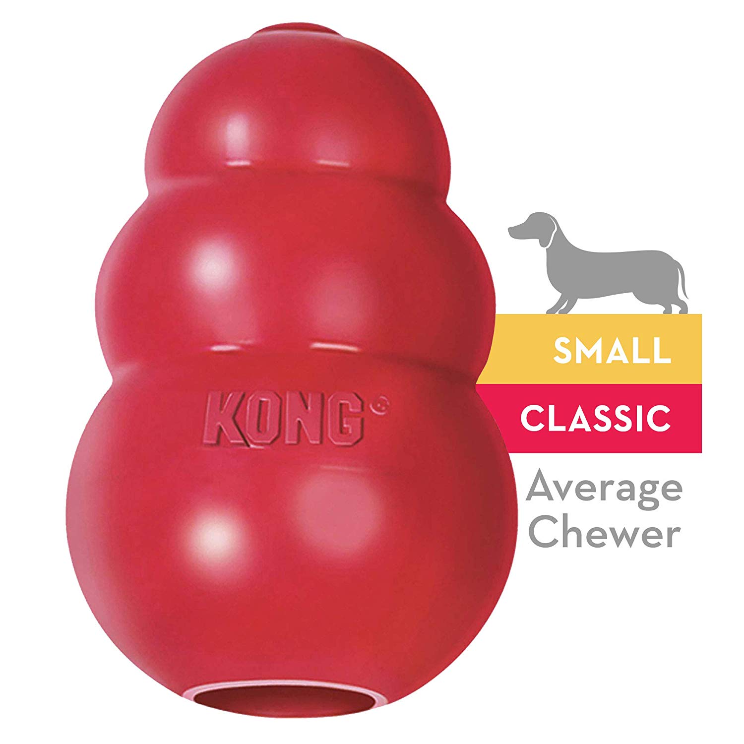 A red dog Kong for small dogs.