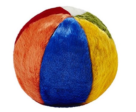 A plush beach ball dog toy.
