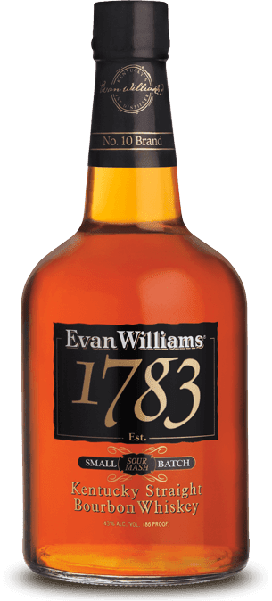 A bottle of Evan Williams 1783 bourbon whiskey.