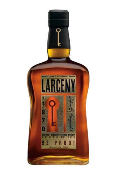 A bottle of Larceny Kentucky Straight bourbon whiskey.