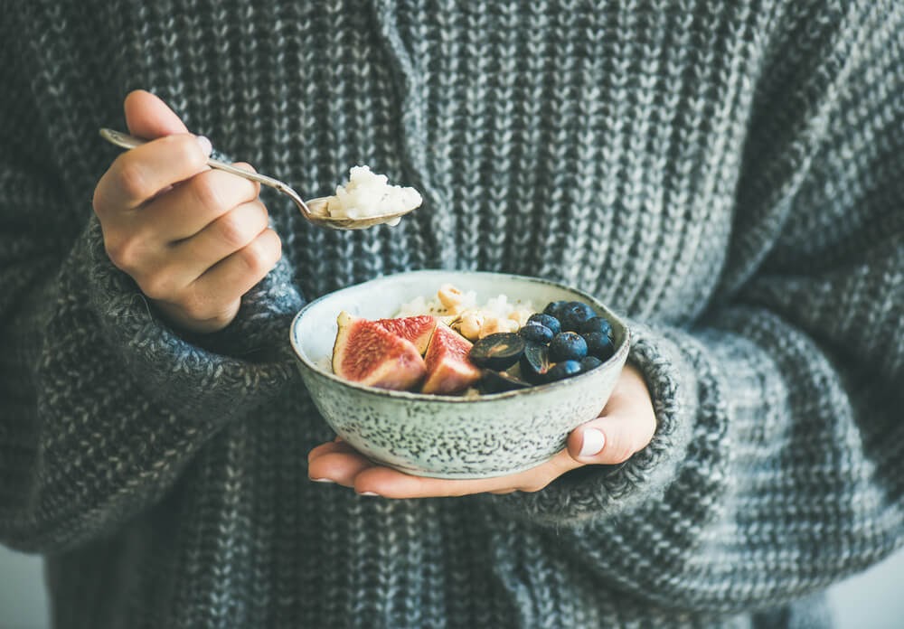 eating acai bowl