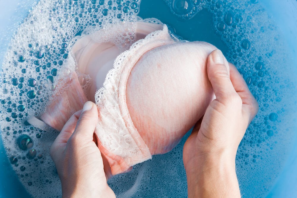 washing bra in soap and water