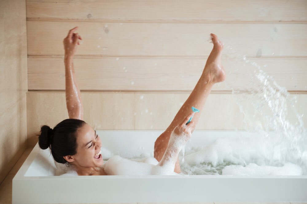 happy women shaving