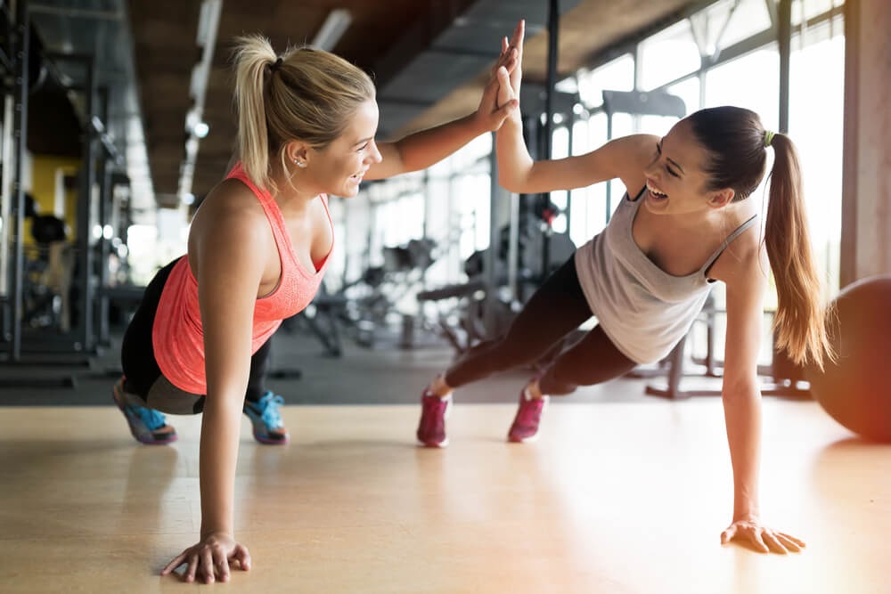 Two people working out together