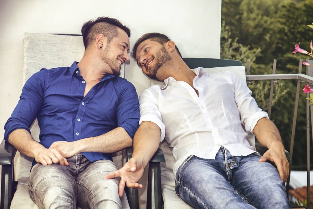 couple looking at each other romantically